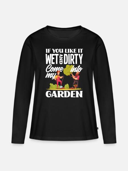 Gartenarbeit Wortspiel - Frauen Premium Bio Langarmshirt - Schwarz