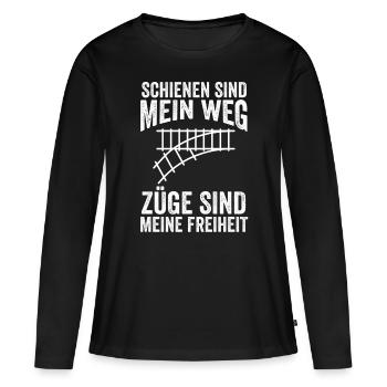 Chemin de fer miniature Train miniature Train Chemin de fer Chemin de fer Chemin de fer Train miniature Train modèle T - T-shirt manches longues Premium bio Femme - noir - Devant - Julia (174cm)