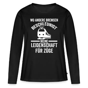 Chemin de fer miniature Train miniature Train Chemin de fer Chemin de fer Chemin de fer Train miniature Train modèle T - T-shirt manches longues Premium bio Femme - noir - Devant - Julia (174cm)