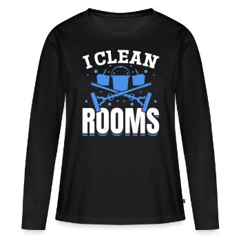 I Clean Rooms - Housekeeper House Cleaner House Cl - Women's Premium Organic Long Sleeve Shirt - black - Front - Julia (174cm)