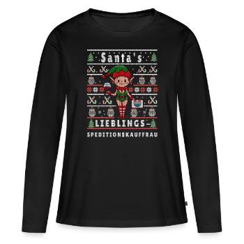 VILAIN NOËL PRÉFÉRÉ DU PÈRE NOËL - T-shirt manches longues Premium bio Femme - noir - Devant - Julia (174cm)