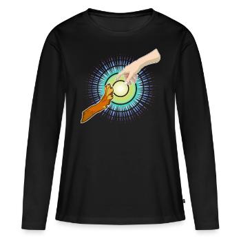 Hundepfote Menschenhand - Frauen Premium Bio Langarmshirt - Schwarz - Vorne - Julia (174cm)