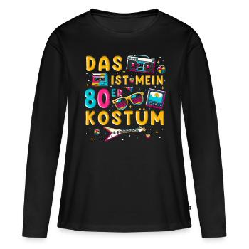 C’est mon costume des années 80 - T-shirt manches longues Premium bio Femme - noir - Devant - Julia (174cm)