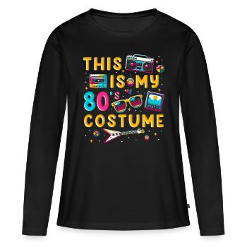 C’est mon costume des années 80 - T-shirt manches longues Premium bio Femme - noir - Devant - Julia (174cm)