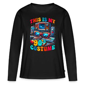 C’est mon costume des années 90 - T-shirt manches longues Premium bio Femme - noir - Devant - Julia (174cm)