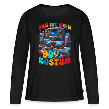 C’est mon costume des années 90 - T-shirt manches longues Premium bio Femme - noir - Devant - Julia (174cm)