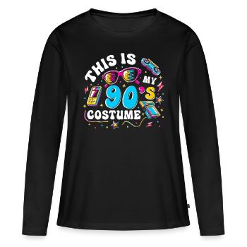 C’est mon costume des années 90 - T-shirt manches longues Premium bio Femme - noir - Devant - Julia (174cm)