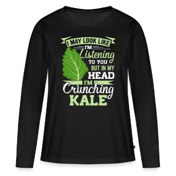 Véganisme végétarien au chou frisé - T-shirt manches longues Premium bio Femme - noir - Devant - Julia (174cm)