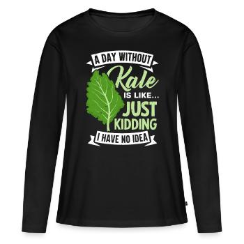 Véganisme végétarien au chou frisé - T-shirt manches longues Premium bio Femme - noir - Devant - Julia (174cm)