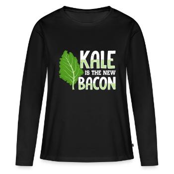 Véganisme végétarien au chou frisé - T-shirt manches longues Premium bio Femme - noir - Devant - Julia (174cm)