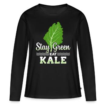 Véganisme végétarien au chou frisé - T-shirt manches longues Premium bio Femme - noir - Devant - Julia (174cm)