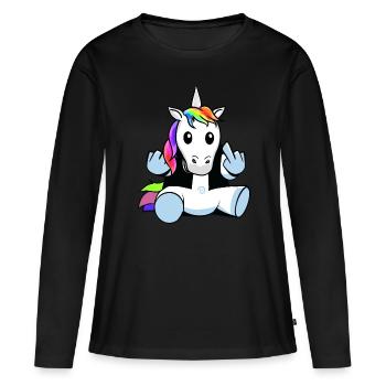 Créature mythique Fable Licorne Adolescent Adolescent - T-shirt manches longues Premium bio Femme - noir - Devant - Julia (174cm)
