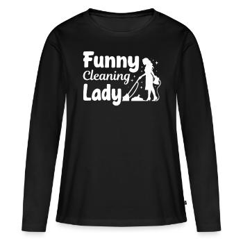 Femme de ménage Femme de ménage - Drôle de femme de ménage - T-shirt manches longues Premium bio Femme - noir - Devant - Julia (174cm)