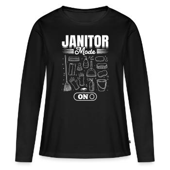 Mode Concierge activé - Concierge drôle - T-shirt manches longues Premium bio Femme - noir - Devant - Julia (174cm)