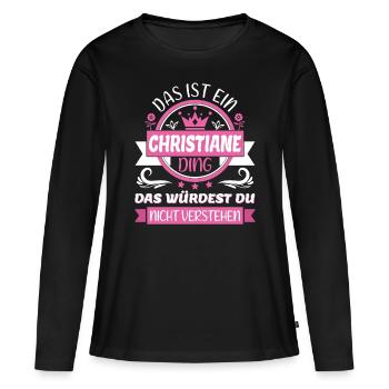Christiane Name Vorname Namenstag Namensgeschenk - Frauen Premium Bio Langarmshirt - Schwarz - Vorne - Julia (174cm)