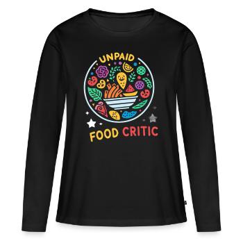 Critique gastronomique non rémunéré 16 - T-shirt manches longues Premium bio Femme - noir - Devant - Julia (174cm)