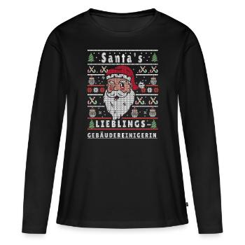 Ugly Christmas SANTA’S DARLING Nettoyant de bâtiment - T-shirt manches longues Premium bio Femme - noir - Devant - Julia (174cm)