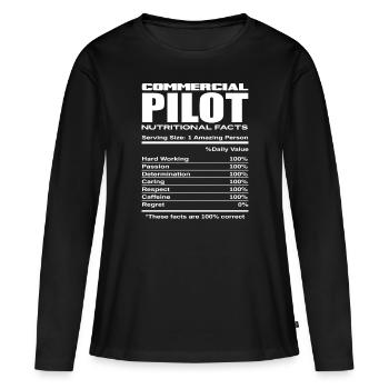 Profession de pilote professionnel - T-shirt manches longues Premium bio Femme - noir - Devant - Julia (174cm)