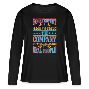 Booktrovert Définition Description 6 - T-shirt manches longues Premium bio Femme - noir - Devant - Julia (174cm)