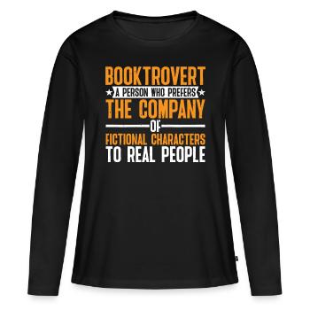 Booktrovert Définition Description 8 - T-shirt manches longues Premium bio Femme - noir - Devant - Julia (174cm)