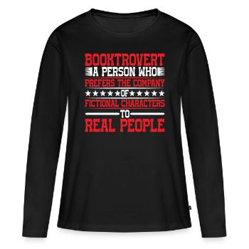 Booktrovert Définition Description 7 - T-shirt manches longues Premium bio Femme - noir - Devant - Julia (174cm)