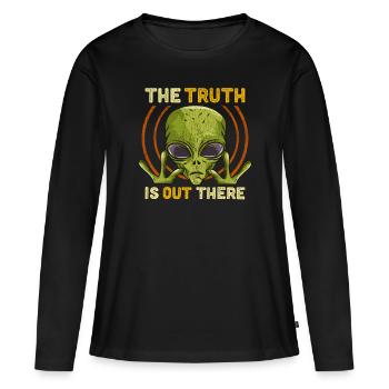 La vérité est là-bas cadeau extraterrestre martien - T-shirt manches longues Premium bio Femme - noir - Devant - Julia (174cm)