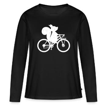 Gravel Bike Bikepacking Squirrel Funny Bikepacking - Frauen Premium Bio Langarmshirt - Schwarz - Vorne - Julia (174cm)