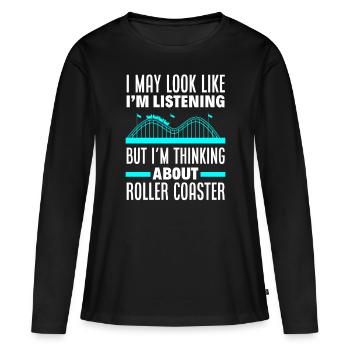Roller Coaster Parc d’attractions de montagnes russes en bois - T-shirt manches longues Premium bio Femme - noir - Devant - Julia (174cm)
