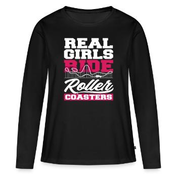 Roller Coaster Real Girls Ride Roller Coaster - T-shirt manches longues Premium bio Femme - noir - Devant - Julia (174cm)