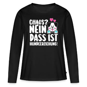 Chien Propriétaire de chien Propriétaire de chien Dresseur de chiens Chiens - T-shirt manches longues Premium bio Femme - noir - Devant - Julia (174cm)