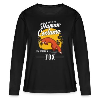 Cadeau de renard Renard roux - T-shirt manches longues Premium bio Femme - noir - Devant - Julia (174cm)