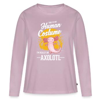 Axolotl Human Costume Halloween Axolotl - Frauen Premium Bio Langarmshirt - Altrosa - Vorne - Julia (174cm)
