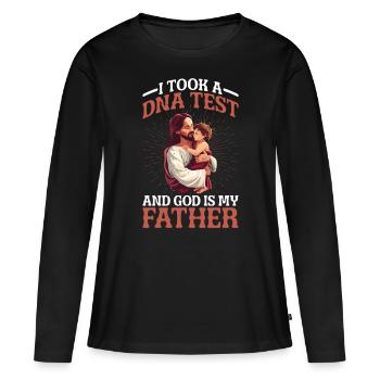 J’ai fait un test ADN et Dieu est mon père 36 - T-shirt manches longues Premium bio Femme - noir - Devant - Julia (174cm)