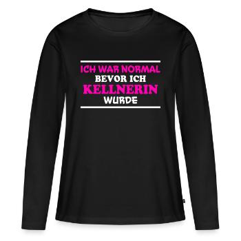 Kellnerin Spruch Kellner Beruf Kellnerin Geschenk - Frauen Premium Bio Langarmshirt - Schwarz - Vorne - Julia (174cm)