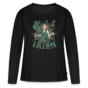Irish Dance Feis donne un coup de pied comme un irlandais - T-shirt manches longues Premium bio Femme - noir - Devant - Julia (174cm)
