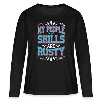 Mes compétences relationnelles sont rouillées 17 - T-shirt manches longues Premium bio Femme - noir - Devant - Julia (174cm)