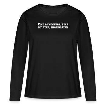 Randonnée - Trouvez l'aventure, étape par étape, - T-shirt manches longues Premium bio Femme - noir - Devant - Julia (174cm)
