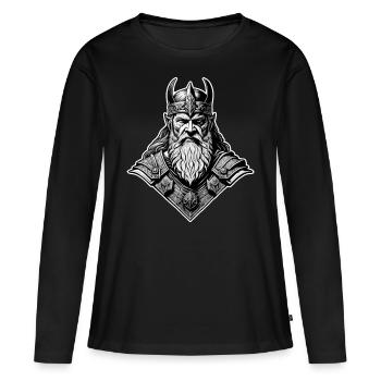 Stolzer Wikinger Krieger Germane - Frauen Premium Bio Langarmshirt - Schwarz - Vorne - Julia (174cm)