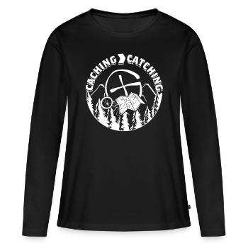 Geocache Caching > Catching - Women's Premium Organic Long Sleeve Shirt - black - Front - Julia (174cm)