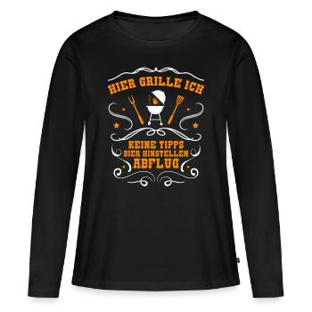 Hier Grille Ich - Keine Tipps - Abflug - Frauen Premium Bio Langarmshirt - Schwarz - Vorne - Julia (174cm)