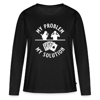 Blackjack Classique Mon Problème Mon Pictogramme Papa Maman - T-shirt manches longues Premium bio Femme - noir - Devant - Julia (174cm)