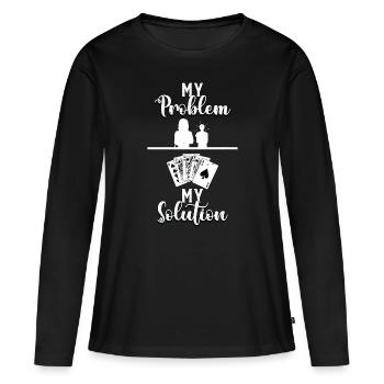 Blackjack classique Mon problème Mon pictogramme Maman Papa - T-shirt manches longues Premium bio Femme - noir - Devant - Julia (174cm)