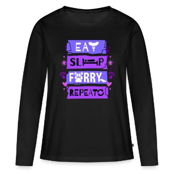 Eat Sleep Furry Repeat I Furries Fandom Cosplay - Frauen Premium Bio Langarmshirt - Schwarz - Vorne - Julia (174cm)