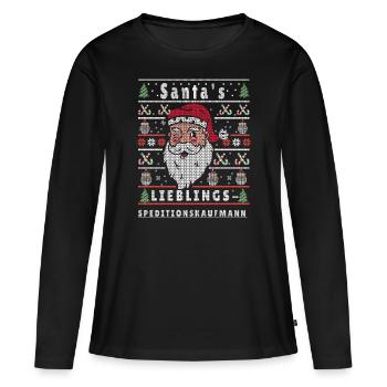VILAIN NOËL PRÉFÉRÉ DU PÈRE NOËL - T-shirt manches longues Premium bio Femme - noir - Devant - Julia (174cm)