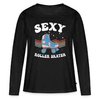 Patineur à roulettes sexy Patins à roulettes Patineur à roulettes - T-shirt manches longues Premium bio Femme - noir - Devant - Julia (174cm)