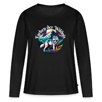 Couleurs de la conception du loup de la nature sauvage - T-shirt manches longues Premium bio Femme - noir - Devant - Julia (174cm)