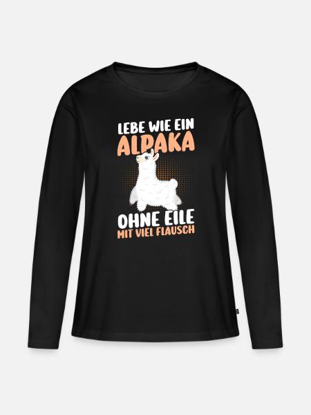 Alpaka - Frauen Premium Bio Langarmshirt - Schwarz