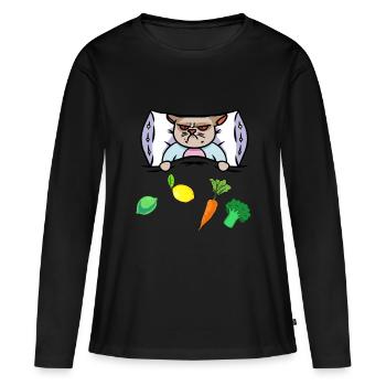 Chat Grippe Lit Vitamines Santé Malade - T-shirt manches longues Premium bio Femme - noir - Devant - Julia (174cm)