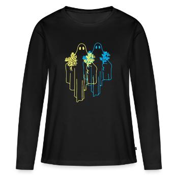 fantômes fantômes fantôme fantôme nature hantée - T-shirt manches longues Premium bio Femme - noir - Devant - Julia (174cm)