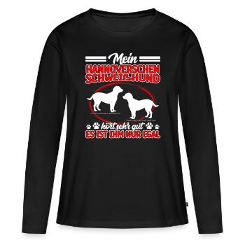 Le chien courant hanovrien entend très bien - T-shirt manches longues Premium bio Femme - noir - Devant - Julia (174cm)